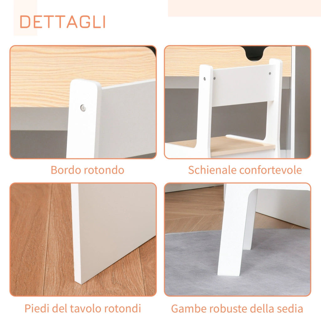 Scrivania per Bambini con Cassetto e Scaffale ¨C zephmum ¨C Bianco Legno 90x50x