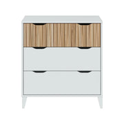 Cassettiera Archi, Settimino multiuso, Comò camera da letto, Mobile con cassetti, 71x40 h76 cm, Bianco e Rovere