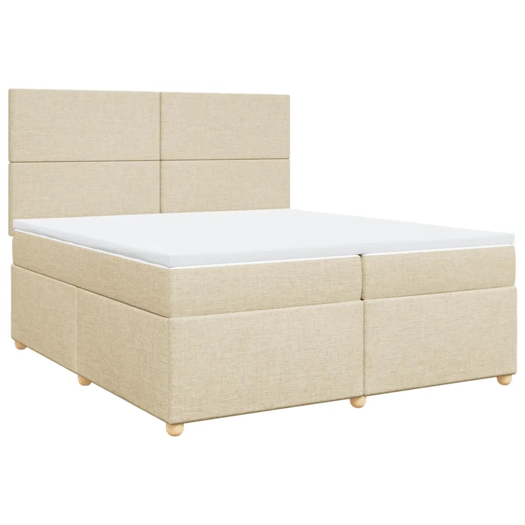 Giroletto a Molle con Materasso Crema 200x200 cm in Tessuto
