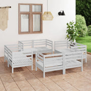 Set Divani da Giardino 8 pz Bianco in Legno Massello di Pino 3082428
