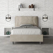 Letto imbottito Piazza e mezzo 110x190 cm Large - Contenitore,Microfibra,Sabbia