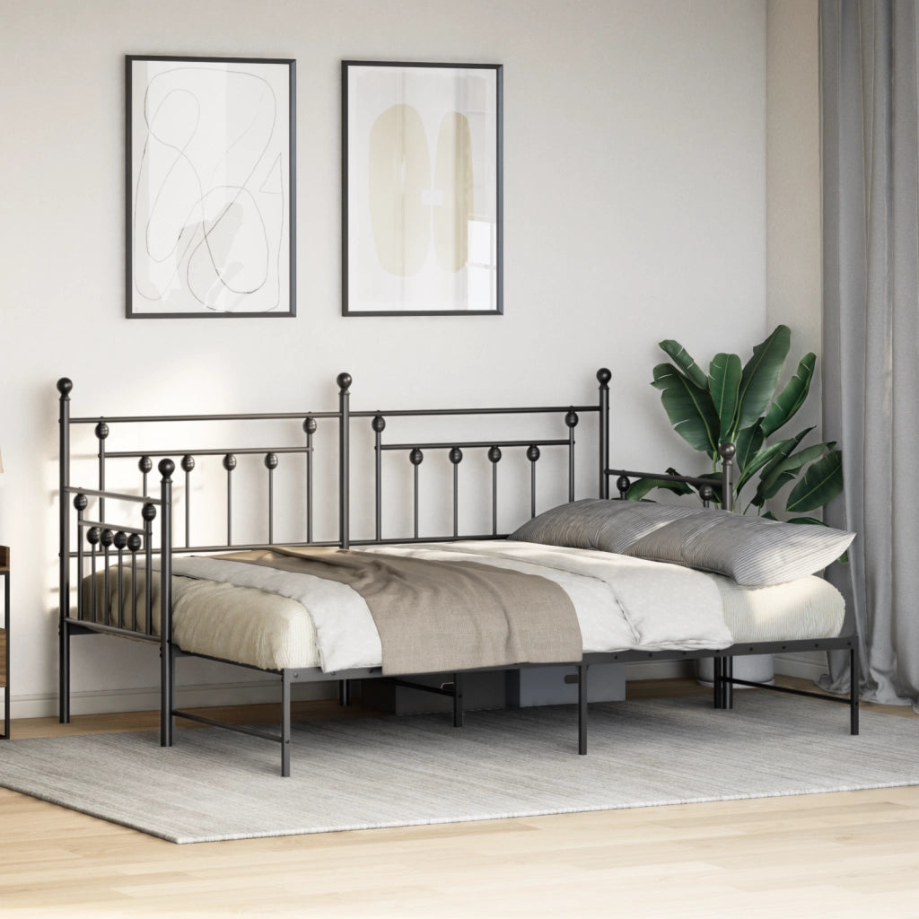 Struttura Letto Giorno con Letto Estraibile Nero 80x200 cm Acciaio