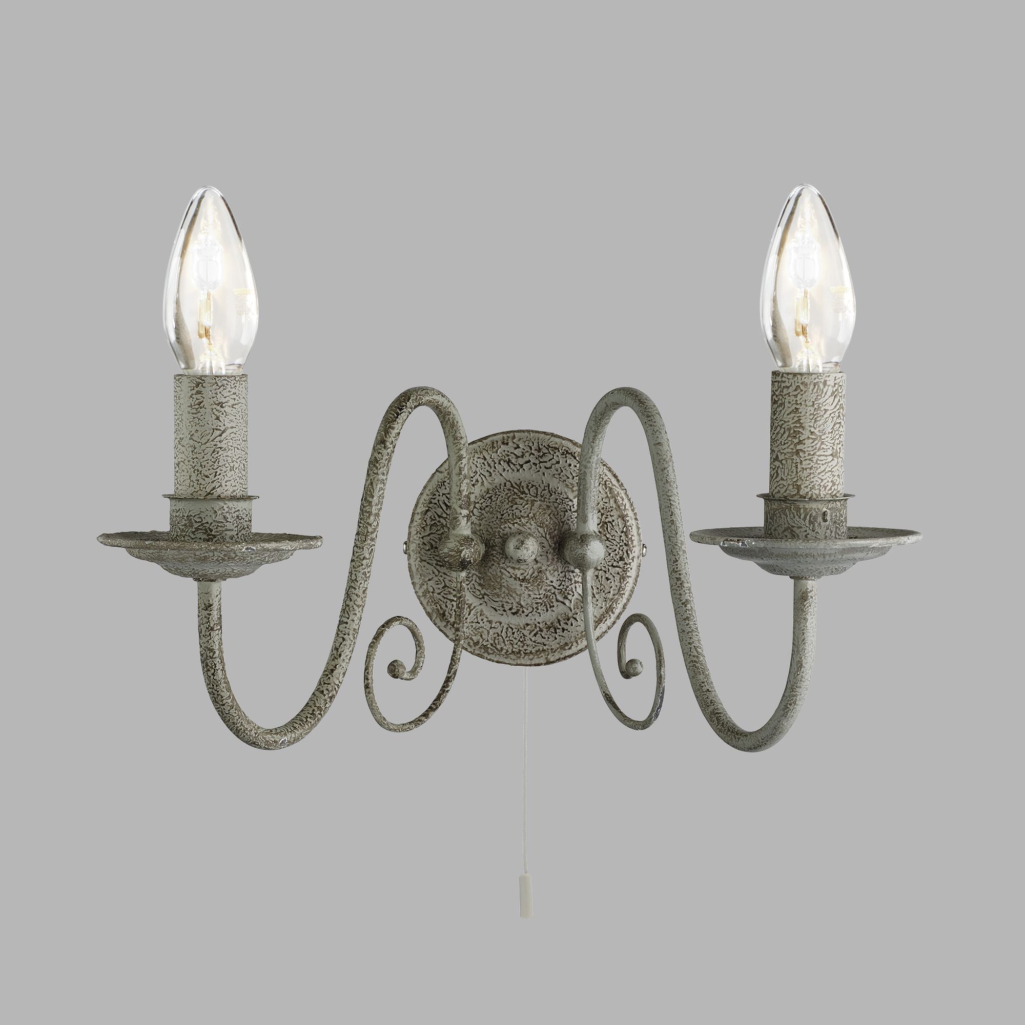 Applique Contemporanea Greythorne Acciaio Grigio 2 Luci E14