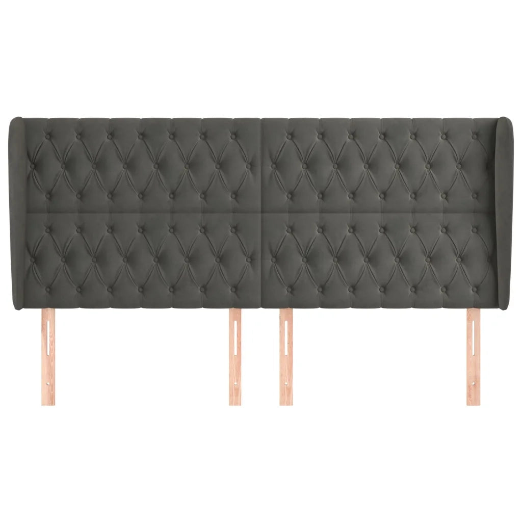 Testiera | Testata ad Orecchio GrigioScuro 203x23x118/128cm in Velluto