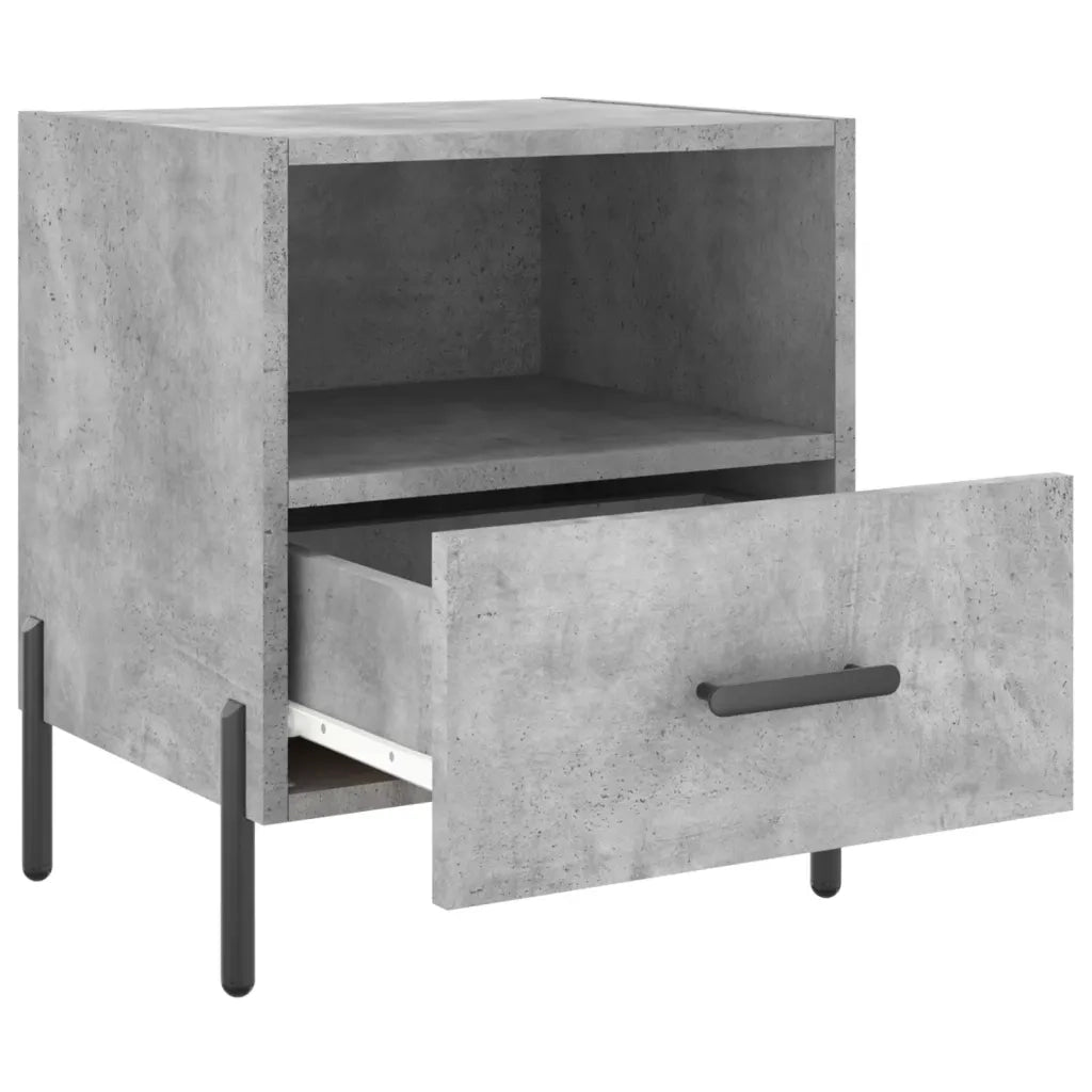 Set di 2 Comodini | Armadio da Notte | Mobiletto da notte Grigio Cemento 40x35x47,5 cm in Legno Multistrato
