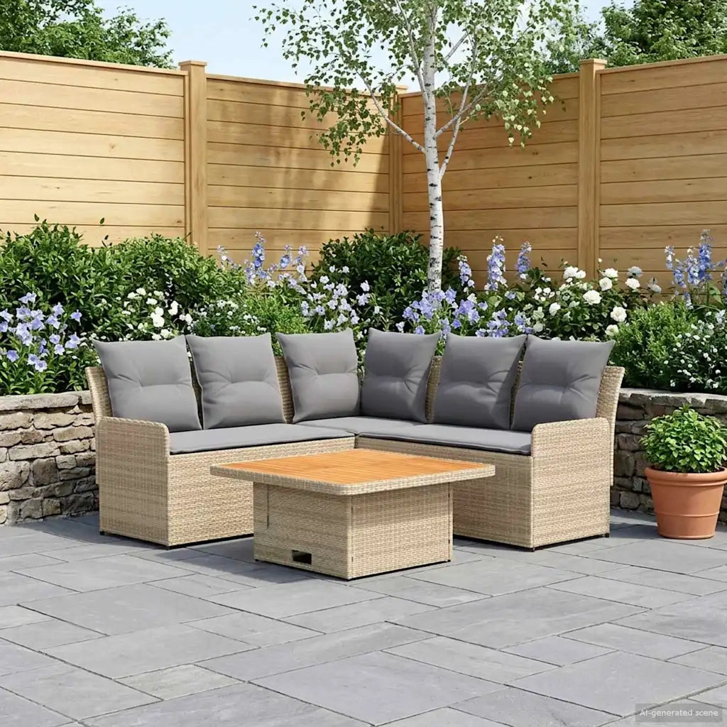 Set di Mobili 4 pcs Beige e Grigio Chiaro Rattan in PE 3422177
