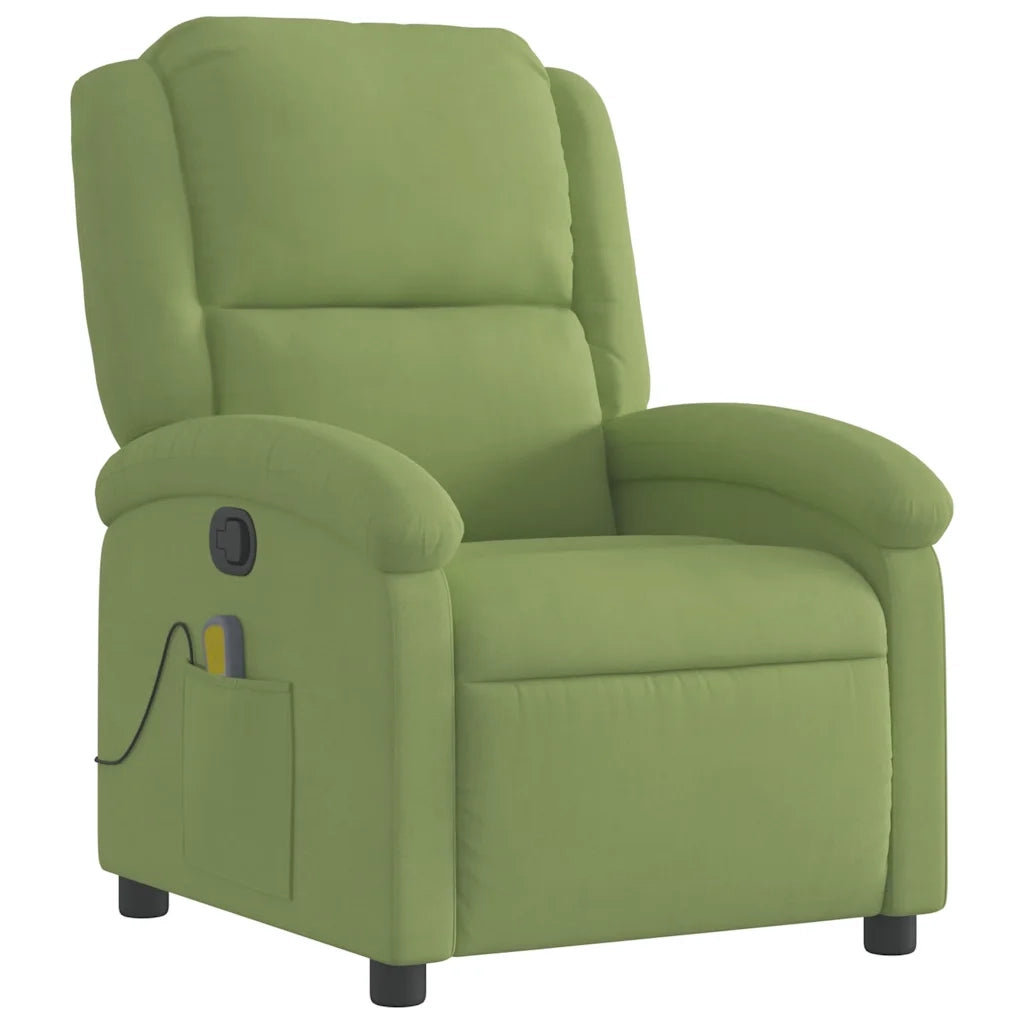 Poltrona Massaggiante Reclinabile Verde Chiaro in Velluto 371811