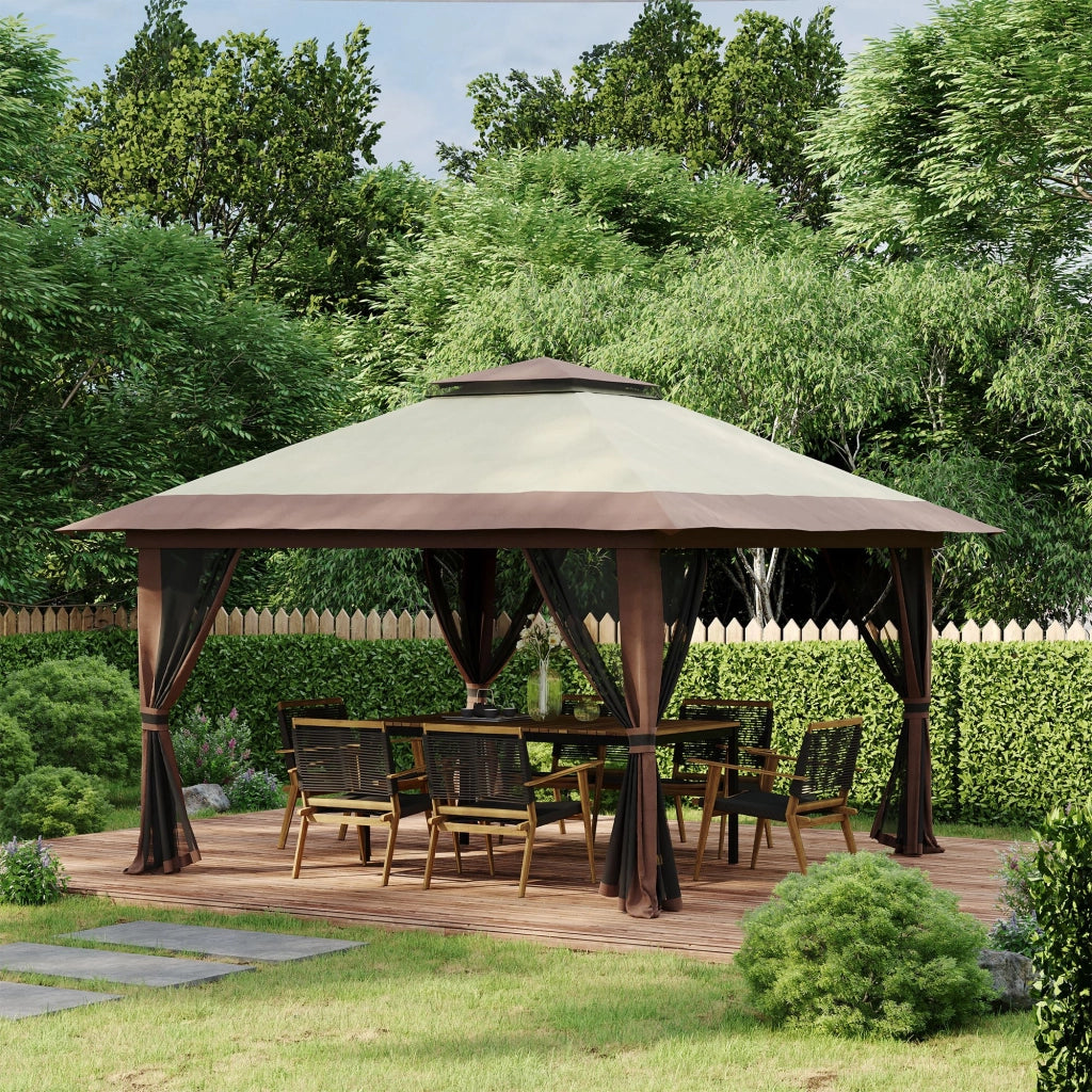 Tonnelle da giardino pieghevole ¨C zephmum ¨C beige 4x4 m con 4 zanzariere