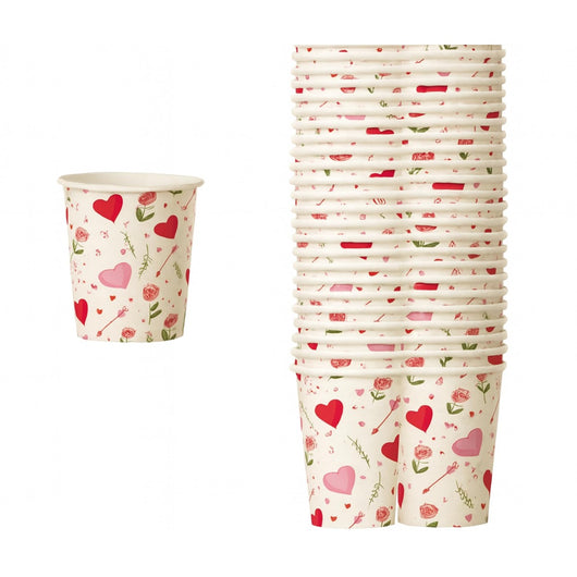 BIOVIRA Bicchierini Caffè 80 ml – 100 Pezzi in Carta Biodegradabile, Resistenti e Anti-Perdita, Perfetti per Espresso, Bar, Ufficio e Kit Caffè - Edizione San Valentino