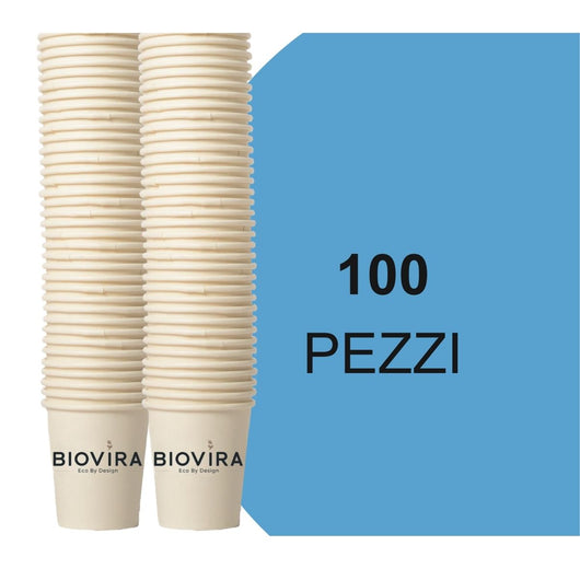 BIOVIRA 100 Bicchieri di Carta da 240 ml Monouso Biodegradabili, Calendario Gastronomico 2026 – Ideali per Acqua e Bevande Calde e Fredde, Alternativa Ecologica ai Bicchieri di Plastica Usa e Getta