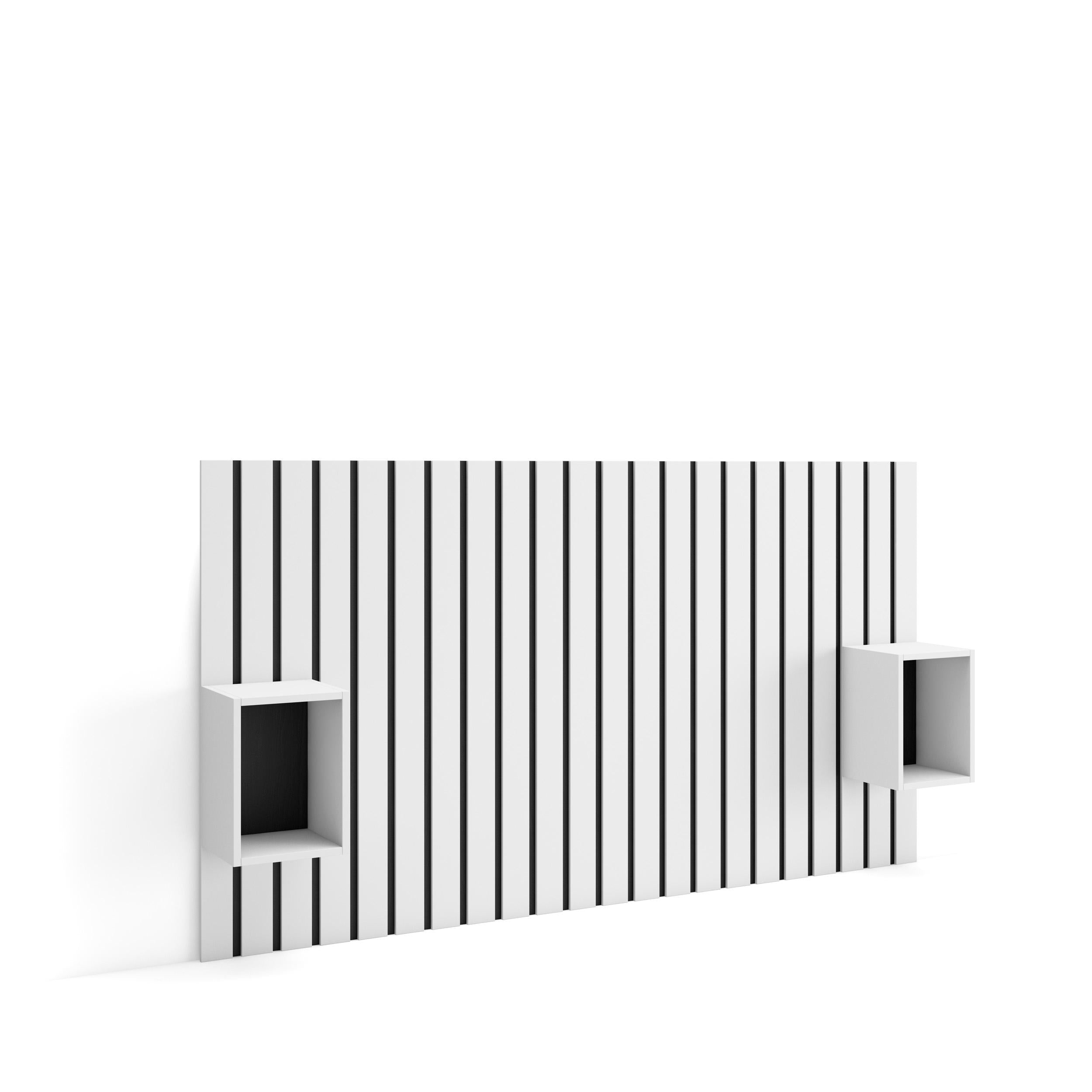 Testiera e Comodini, 196x107x3cm, Letto 120,135,140cm, Pannelli, Bianco RF3573