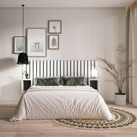 Testiera e Comodini, 196x107x3cm, Letto 120,135,140cm, Pannelli, Bianco RF3573