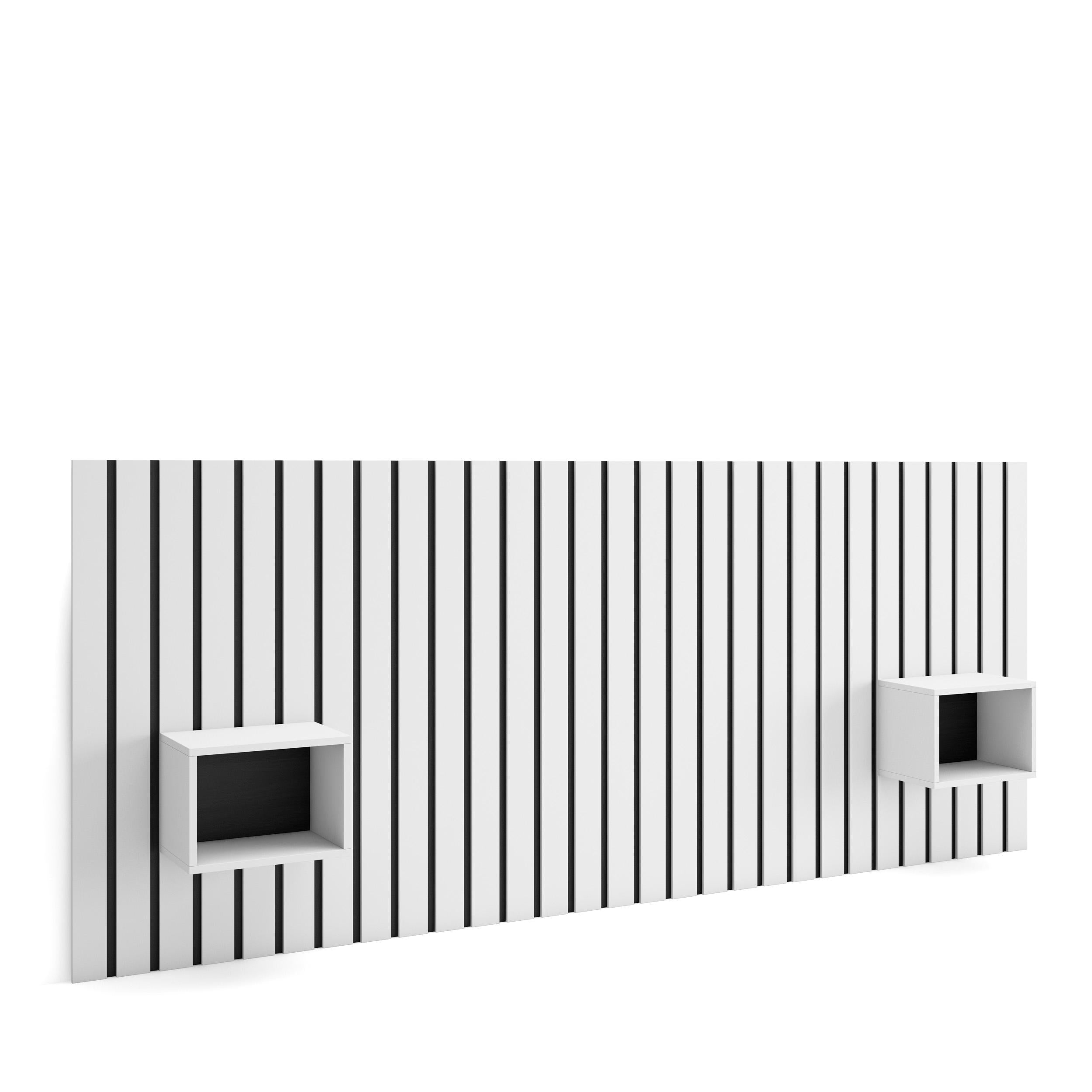 Testiera e Comodini, 258x107x3cm, Letto 150,160,180cm, Pannelli, Bianco RF3576