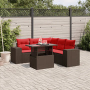 Set Divani da Giardino 6 pz con Cuscini Marrone in Polyrattan 3269164