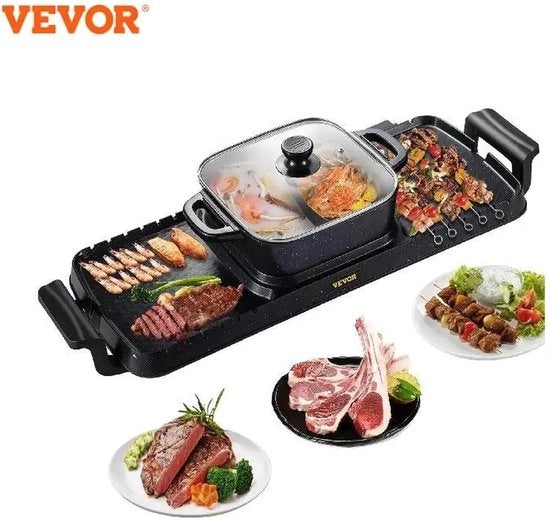 Grill elettrico portatile e fumogeno - 2400W - con superficie antiaderente rimovibile