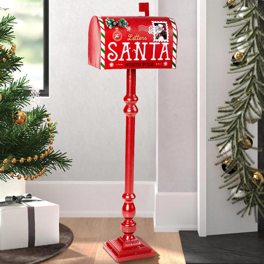 Cassetta Postale Americana di Babbo Natale Decorazione Natalizia Metallo 100cm