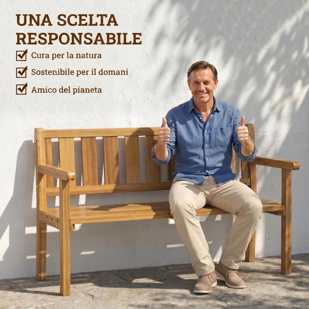 Panchina Giardino 2 Posti Legno Abete ¨C zephmum ¨C Teak 150x57x93 cm