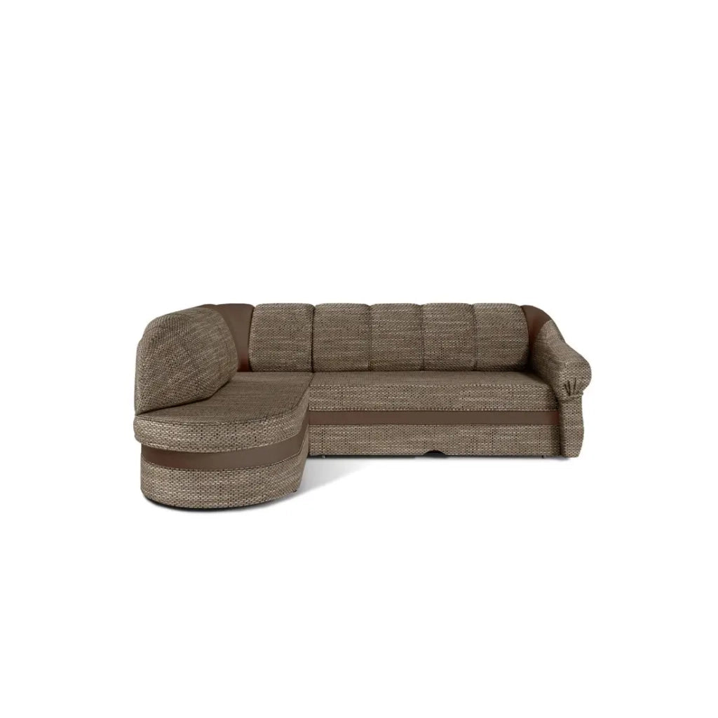 Divano angolare sinistro convertibile BENANA 250 cm beige e marrone con contenitore