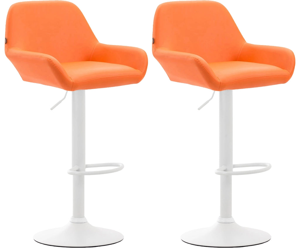 Set 2 Sgabelli Bar Braga In Similpelle arancione,bianco