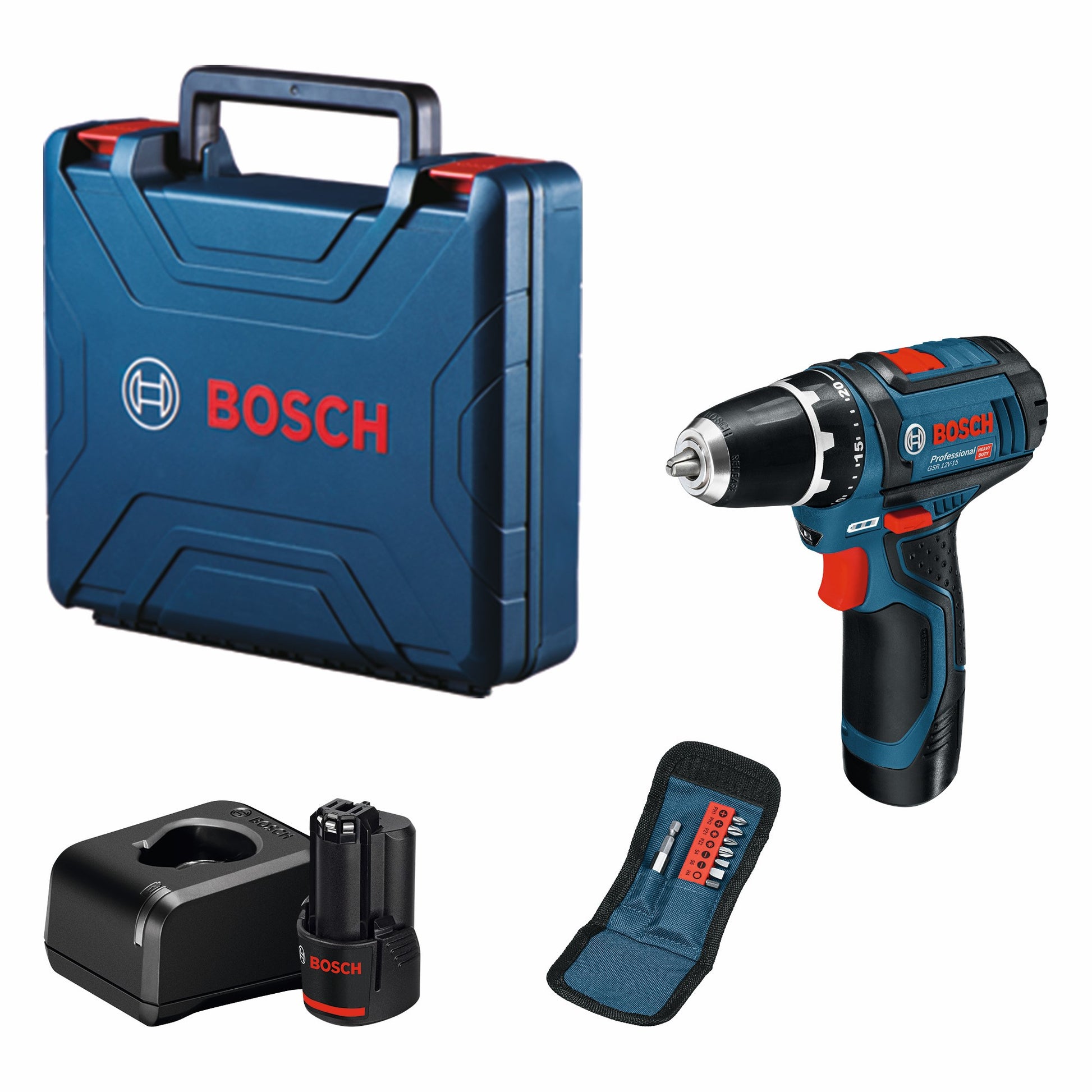 Bosch GSR 12V-15 Avvitatore a Batteria 12V con 2 Batterie 2,0Ah – Compatto 15 Nm