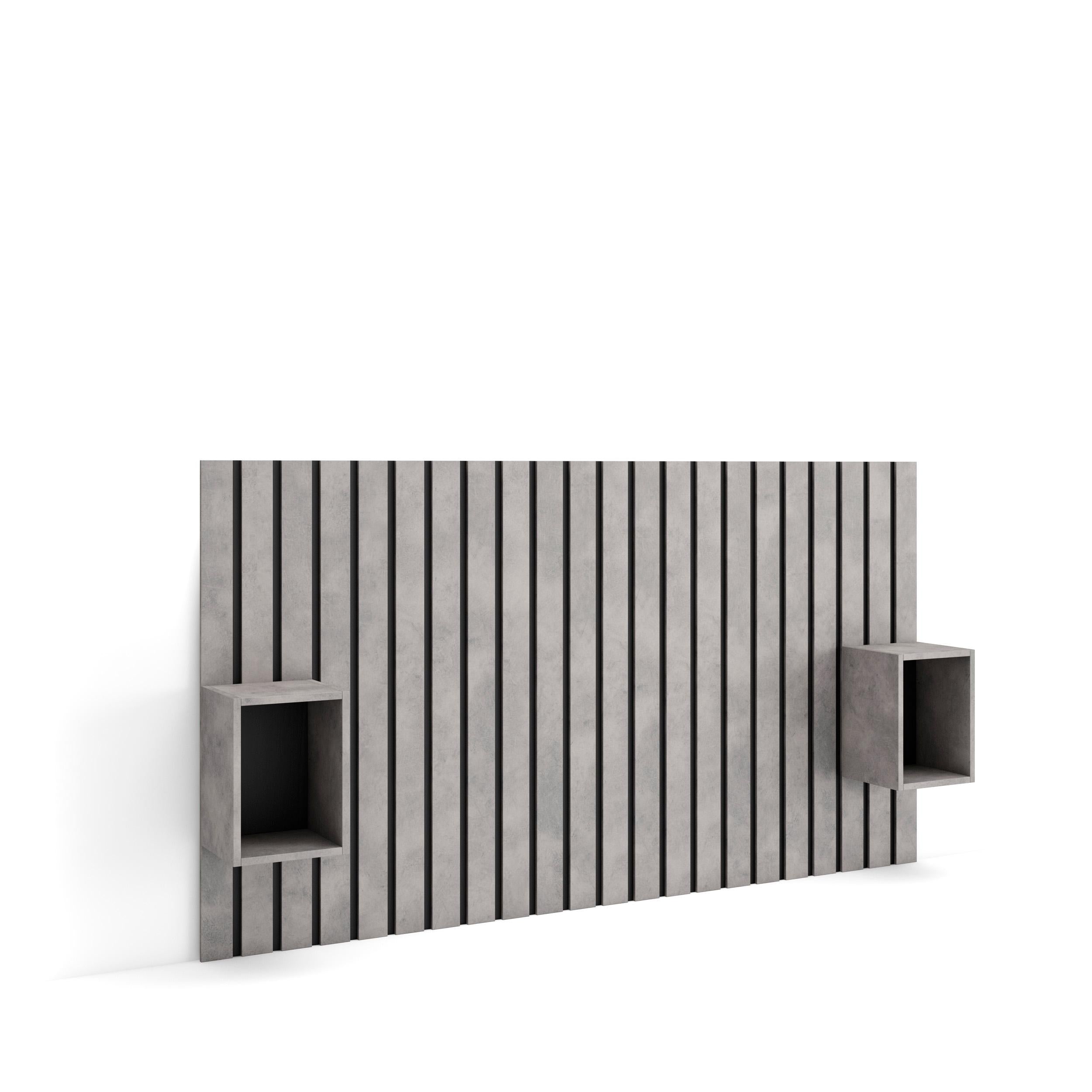 Testiera e Comodini, 196x107x3cm, Letto 120,135,140cm, Pannelli, grigio cemento RF3574