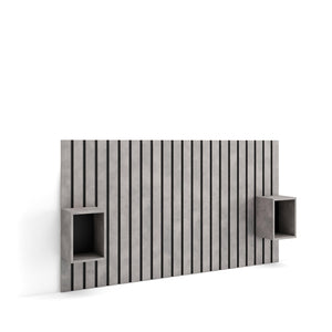 Testiera e Comodini, 196x107x3cm, Letto 120,135,140cm, Pannelli, grigio cemento RF3574