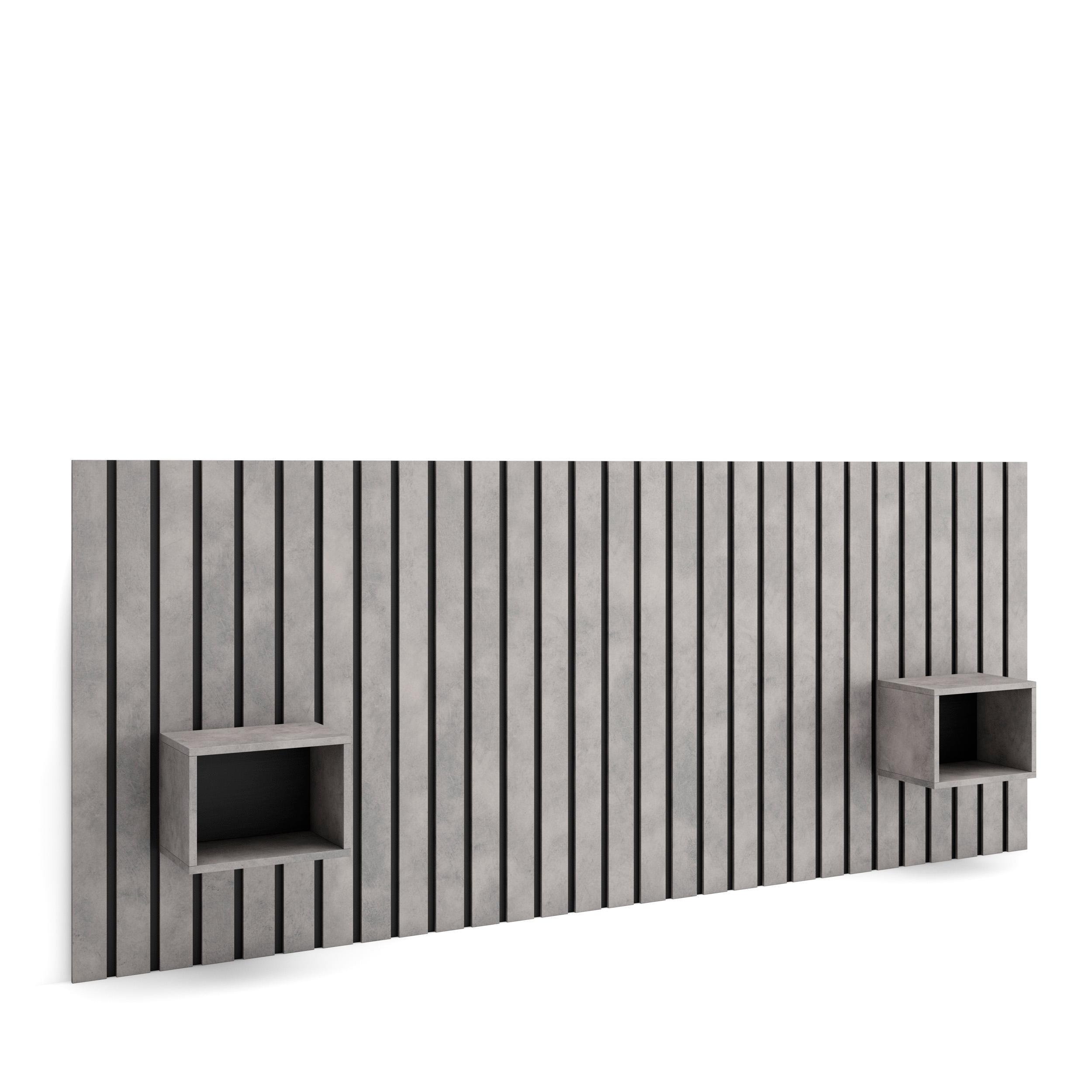 Testiera e Comodini, 258x107x3cm, Letto 150,160,180cm, Pannelli, grigio cemento RF3577