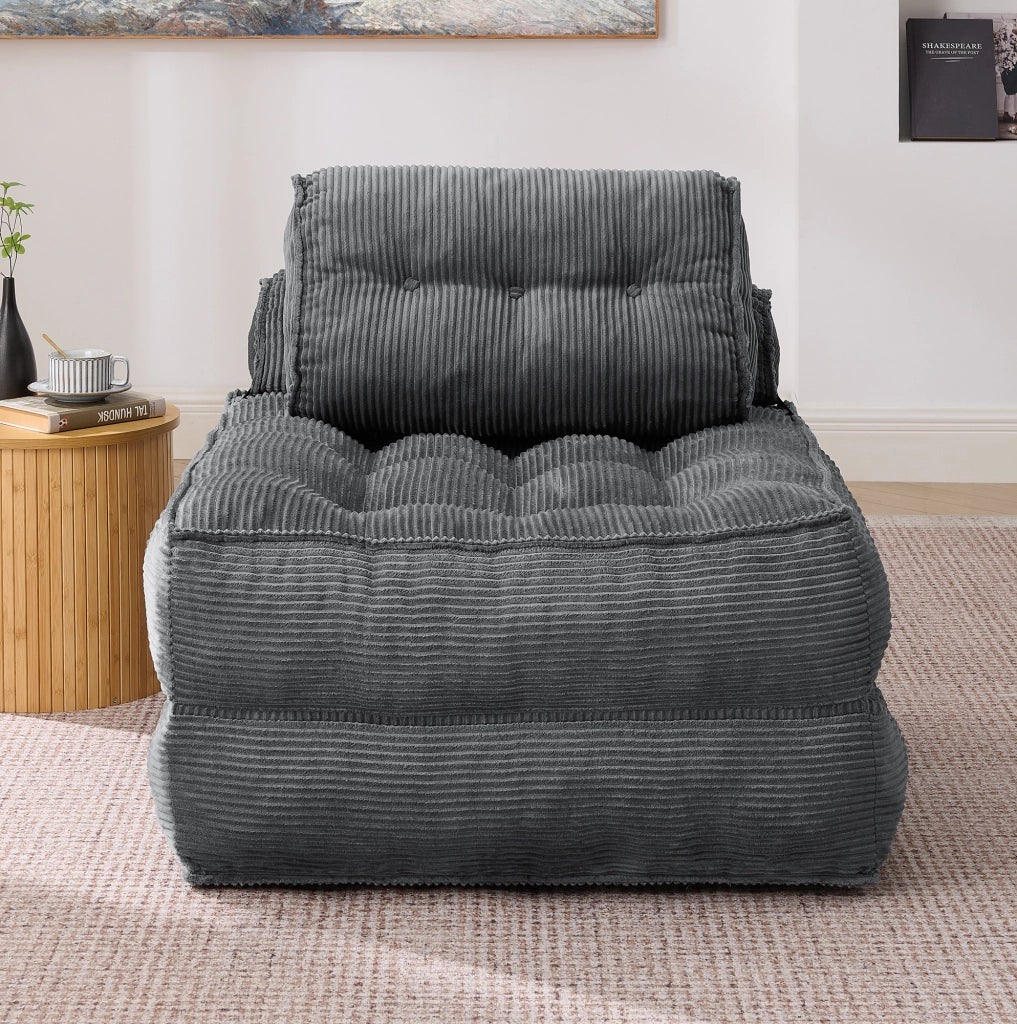 Pouf, divano letto pieghevole, velluto a coste, schienale regolabile, pronto all'uso, grigio