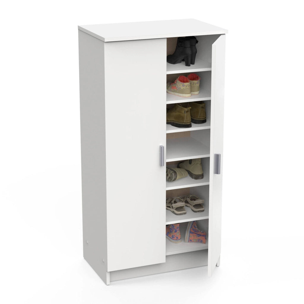 Mobile Portascarpe Abram, Scarpiera 6 Ripiani, 35.3x54.6x108.4h cm Bianco Opaco