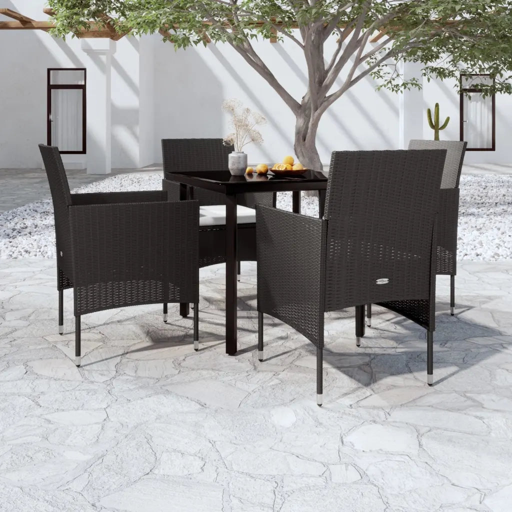 Set da Pranzo da Giardino 5 pz | Set Salotto da Giardino con Cuscini Nero