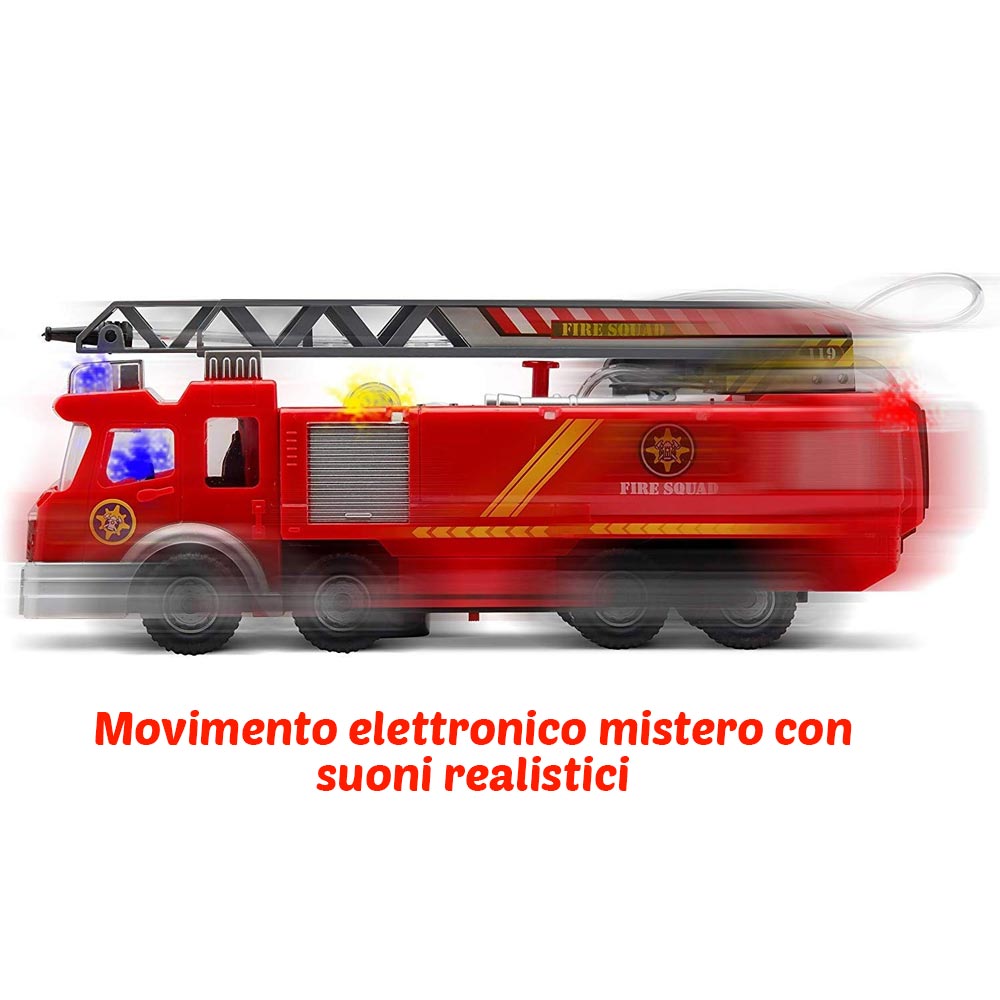 Camion dei Pompieri Giocattolo a Batteria con Pompa Spruzza Acqua Luci Suoni