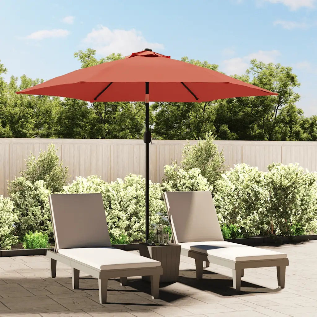 Ombrellone da Giardino con LED e Palo Acciaio 300 cm Terracotta 313757