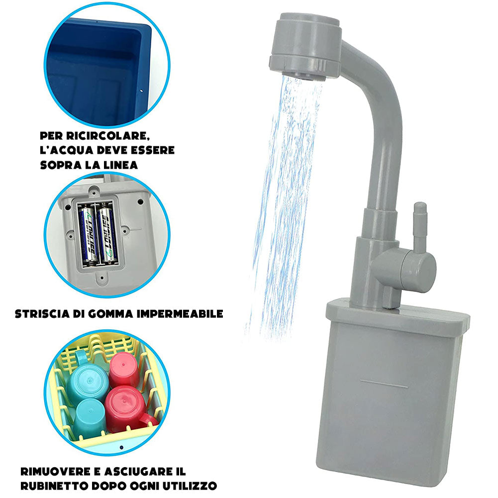 Lavandino Giocattolo Lavello Gioco da Cucina con Rubinetto ad Acqua Realistico