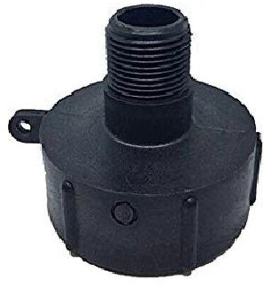 Adattatore per serbatoio acqua - 1000L - 60mm di uscita - Plastica - Fitting - Adatto per serbatoio acqua - 1 pollice a 0,75 pollice