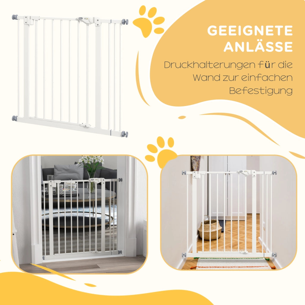 Cancello per Cani ¨C zephmum ¨C Bianco, Metallo, Plastica, 74-87 cm