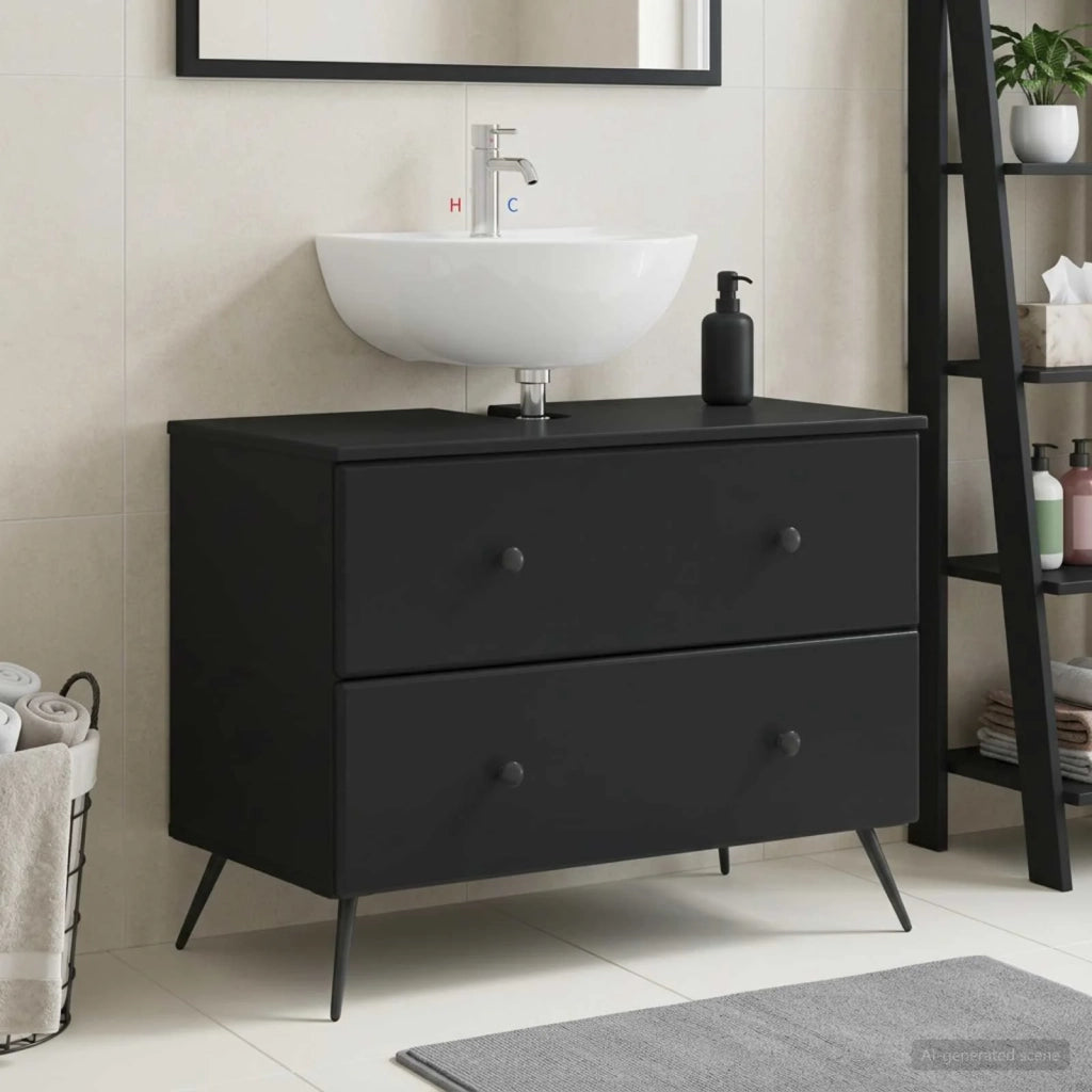 Armadio per Lavabo da Bagno BREDA Nero 82 x 41 x 59 cm 897456