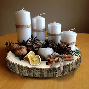 Centrotavola di Legno Base Dischi Tronco Decorazione Natalizia Diametro 20CM