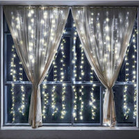 Tenda Luminosa Natalizia per Finestre 144 LED set 2 Tende 120cm Bianco Caldo