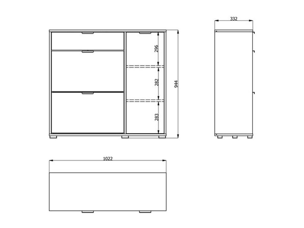 Mobile Portascarpe Fabriano, Scarpiera un Cassetto, 102x33x94.5h cm Bianco