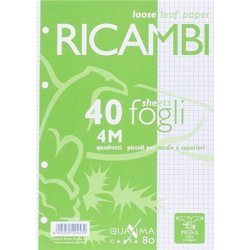 RICAMBI QUAXIMA CARTA A5 40 FOGLI 4 MM