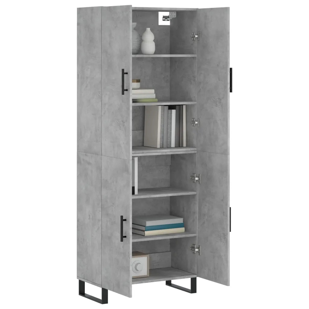 Credenza-Buffet-Armadio da cucina Grigio Cemento 69,5x34x180 cm in Legno Multistrato 907051