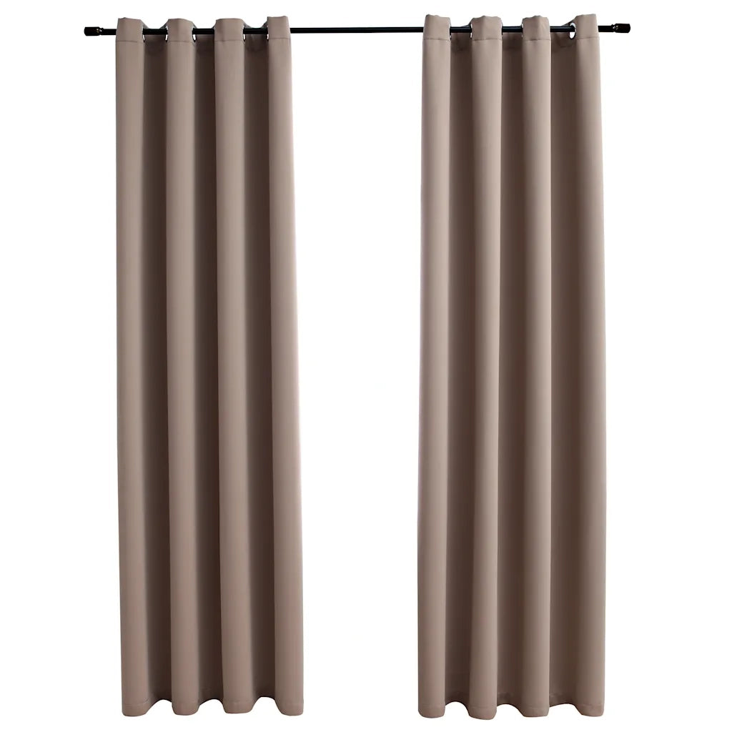 Tende Oscuranti | Tende Blackout con Anelli Metallo 2 pz Grigio Talpa 140x245 cm