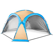Gazebo da campeggio resistente ai raggi UV con zanzariera fibra di vetro PP tessuto Oxford blu-marrone 14_0010137