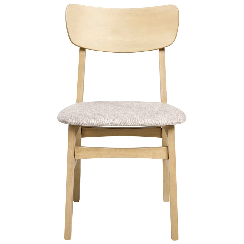 Set di 2 sedie da pranzo Struttura in legno di gomma scuro Seduta in tessuto poliestere grigio chiaro Design retrò senza braccioli