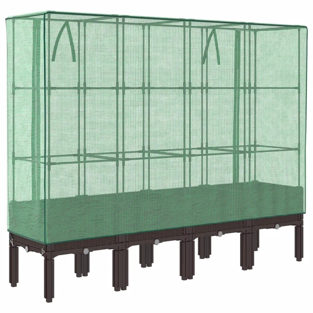 Letto Rialzato con Copertura Serra Effetto Rattan 160x40x140 cm 4015807