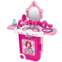 Specchiera Make-up Giocattolo Bambini Richiudibile Trolley Luci Suoni Accessori