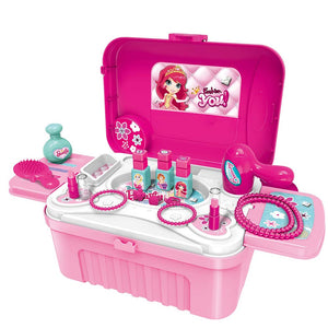 Specchiera Make-up Giocattolo Bambini Richiudibile Trolley Luci Suoni Accessori