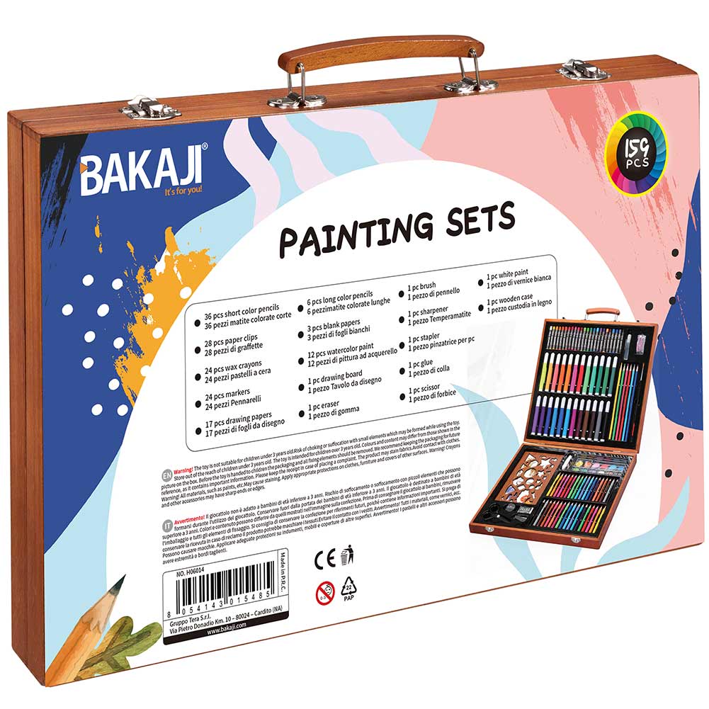 Valigetta Legno Pittore 110pz Colori Pittura Pastelli Acquerelli Professionale