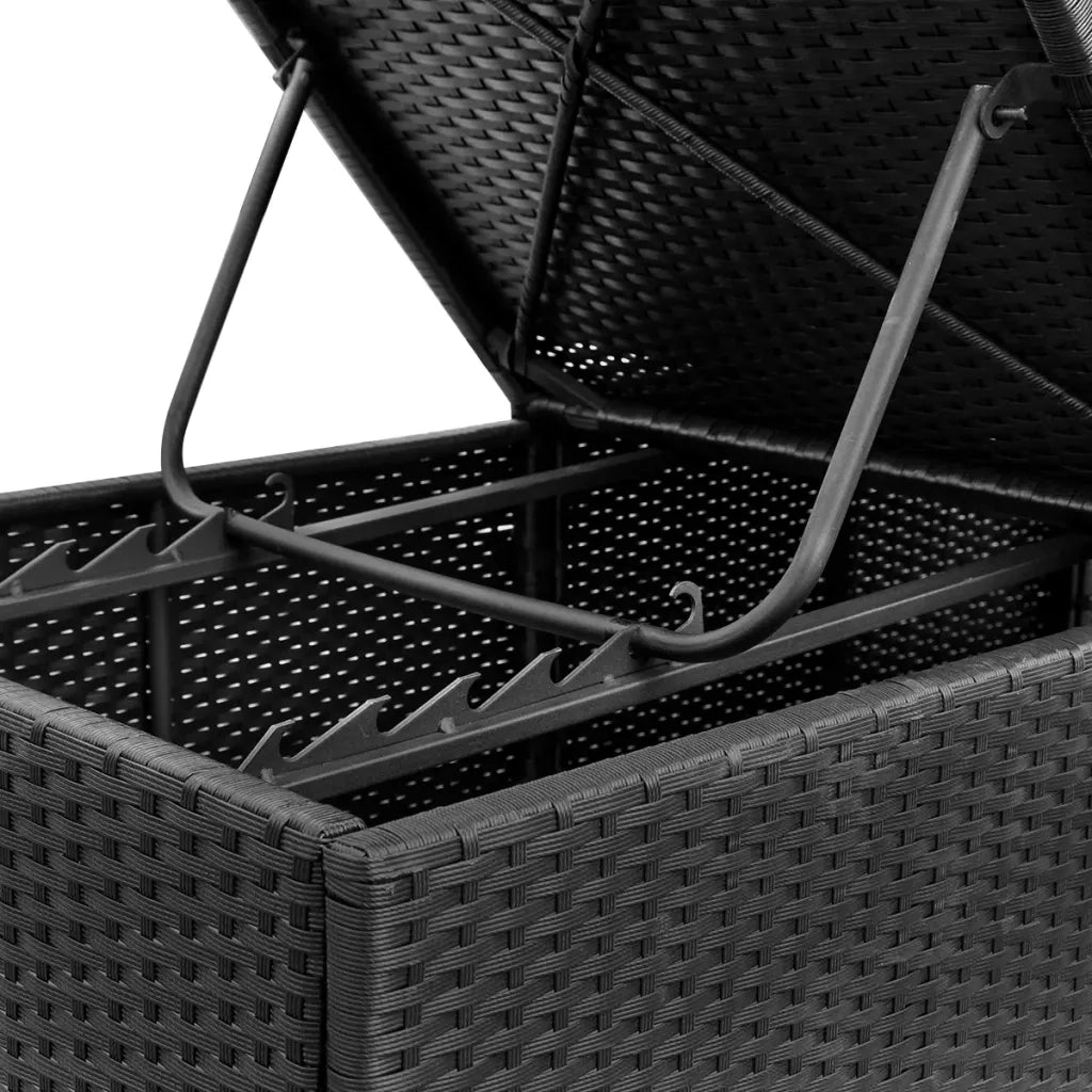 Lettino Prendisole | Sdraio da giardino | Lettino da sole con Cuscino in Polyrattan Nero
