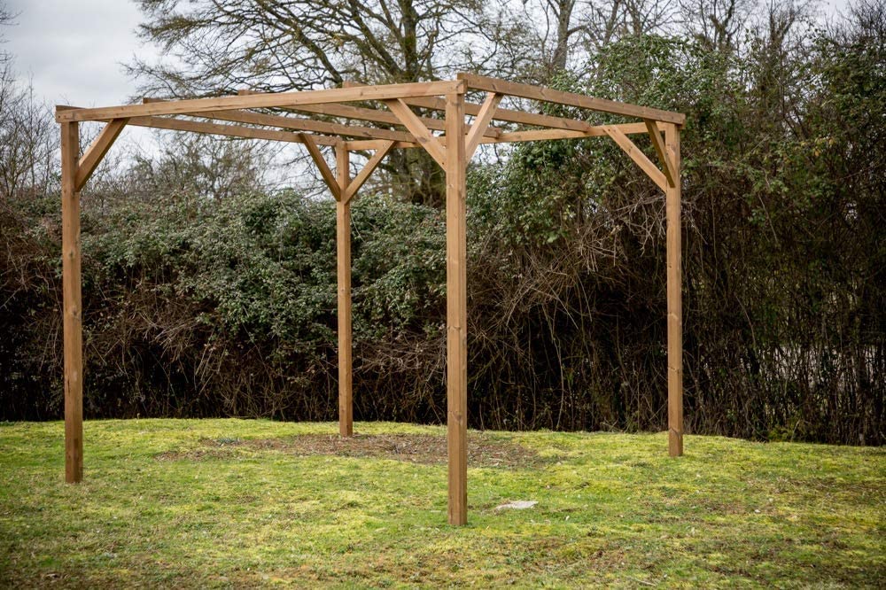 PERGOLA TETTOIA CARPORT FORESTA LEGNO TRATTATO ALTA TEMPERATURA CM 300X296